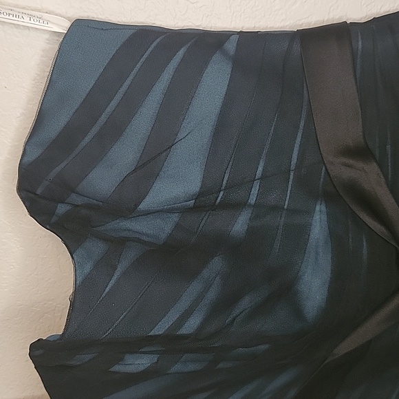 NWT Sophia Tolli Dark Jade/Teal Sheer Black Strapless Cocktail Dress Sz 8 Sexy! - Picture 4 of 11